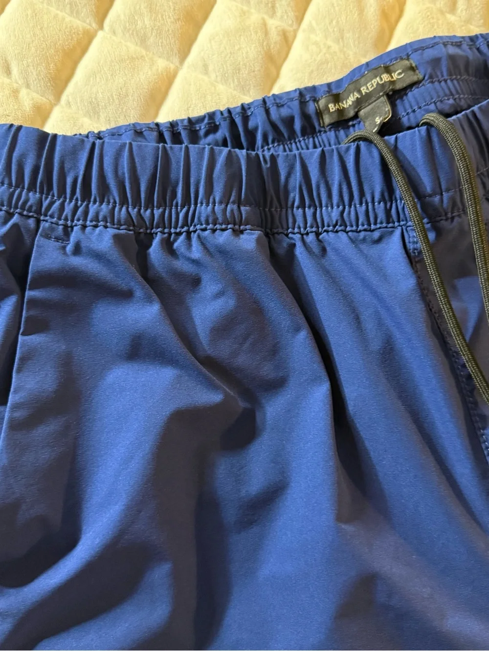 Banana Republic Men's Motion Tech Joggers Navy Blue Elastic Waist Pants Size S